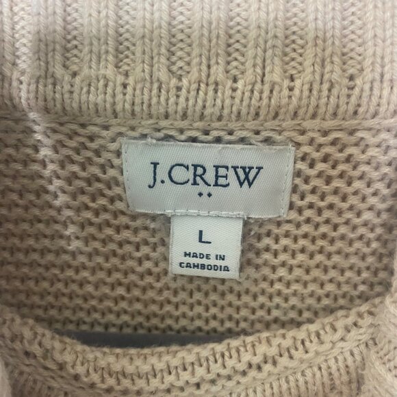 J.Crew Chunky Wool Blend Turtleneck Sweater Womens L Beige Tan Knit Neutral Mini - Picture 2 of 12